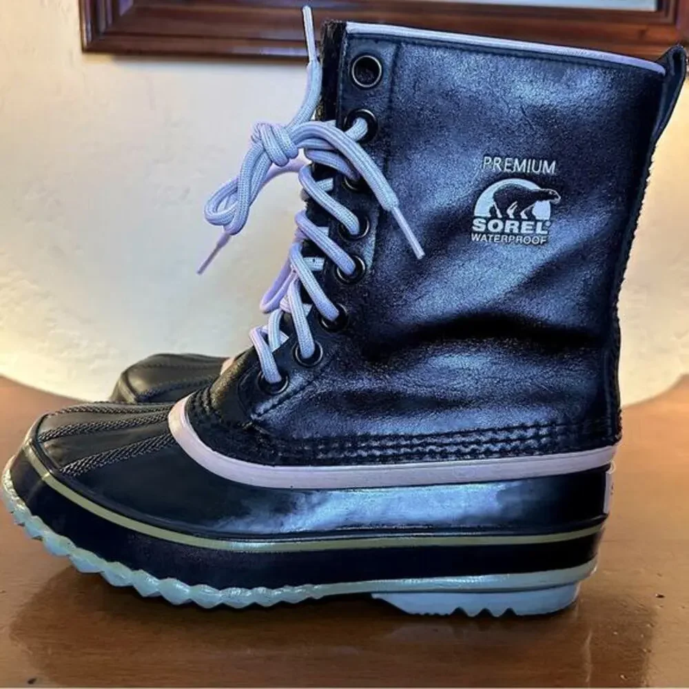 Sorel 1964 Premium Black Waterproof Felt Lined Snow Winter Boot ‎  Women's US 6